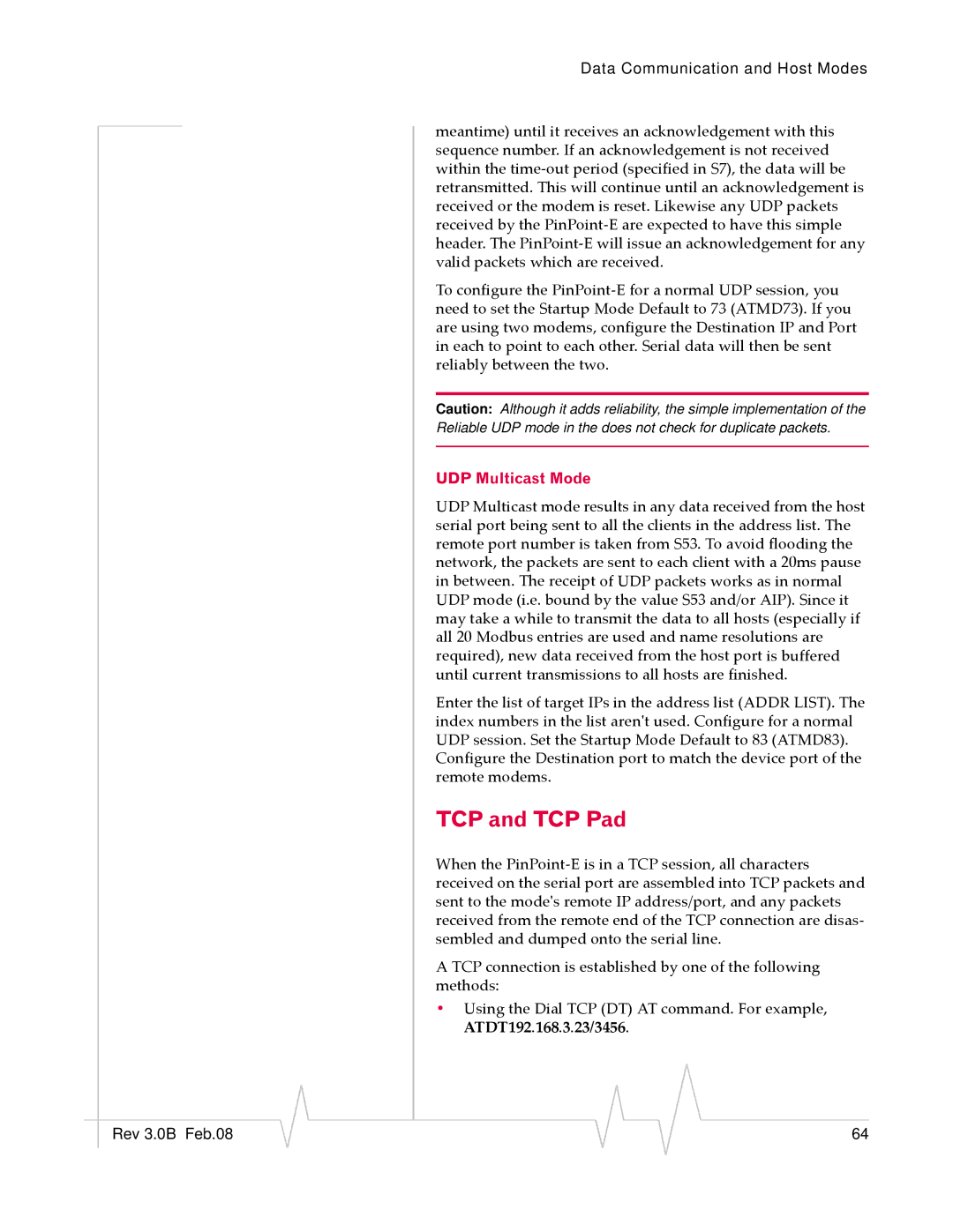 Sierra Wireless EV-DO manual TCP and TCP Pad, UDP Multicast Mode 