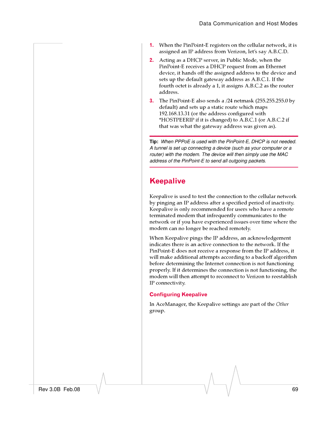 Sierra Wireless EV-DO manual Configuring Keepalive 