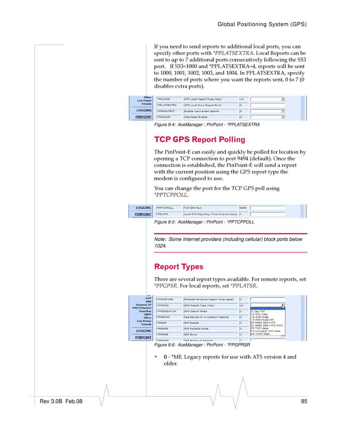 Sierra Wireless EV-DO manual TCP GPS Report Polling, Report Types 