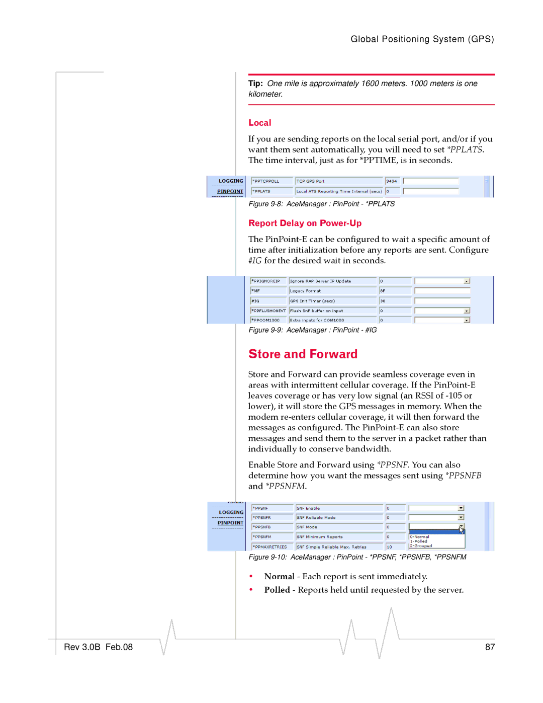 Sierra Wireless EV-DO manual Store and Forward, Local, Report Delay on Power-Up 