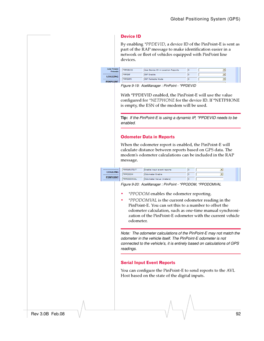 Sierra Wireless EV-DO manual Device ID, Odometer Data in Reports, Serial Input Event Reports 