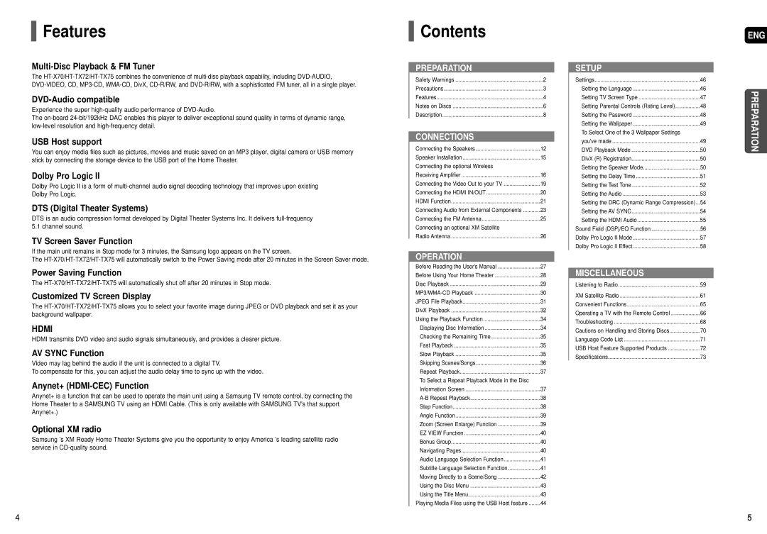 Sierra Wireless HT-TX72 instruction manual Features, Contents 