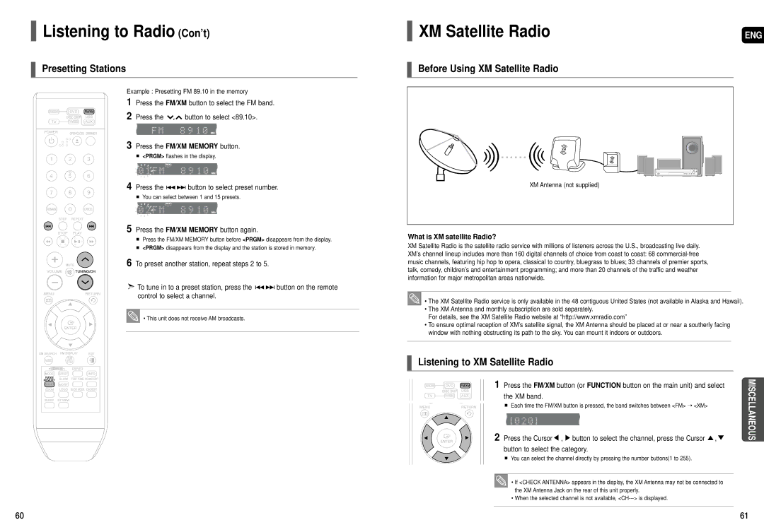 Sierra Wireless HT-TX72 Listening to Radio Con’t, Presetting Stations, Listening to XM Satellite Radio 