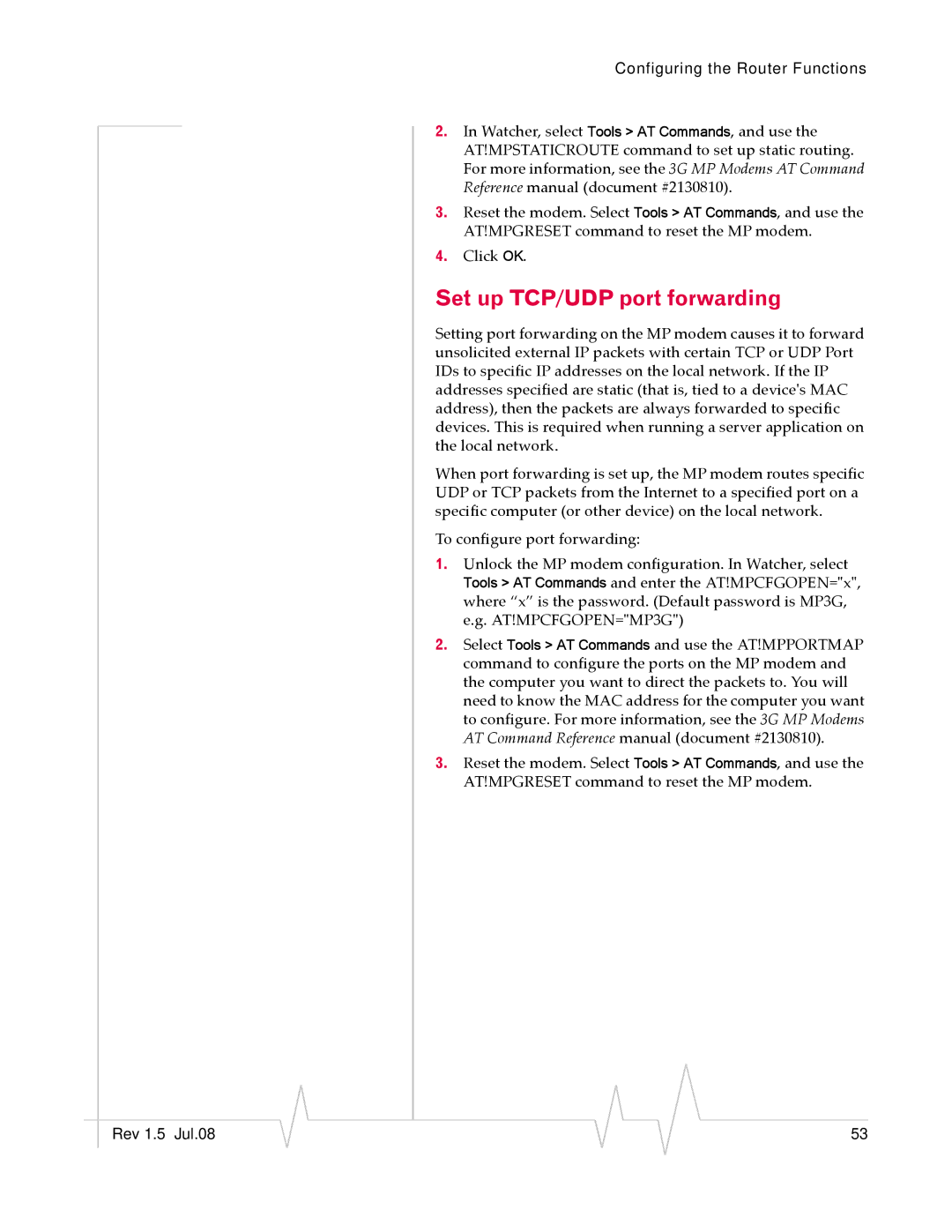 Sierra Wireless MP 875 manual Set up TCP/UDP port forwarding 