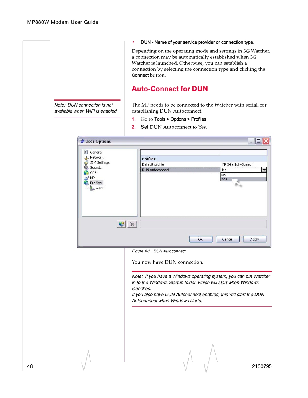 Sierra Wireless MP 880W manual Auto-Connect for DUN, You now have DUN connection 