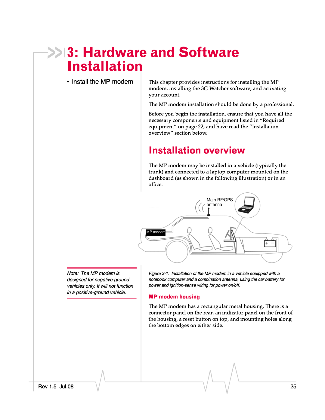 Sierra Wireless MP 880W manual Hardware and Software Installation, Installation overview, MP modem housing 