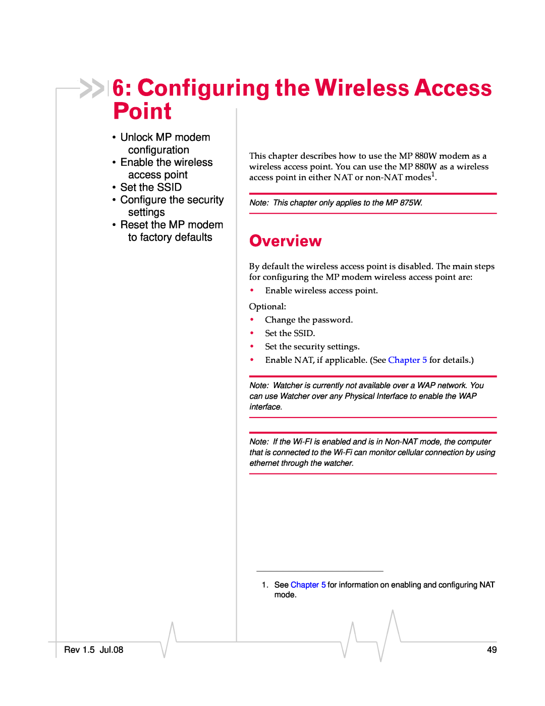 Sierra Wireless MP 880W manual Configuring the Wireless Access Point, Overview 