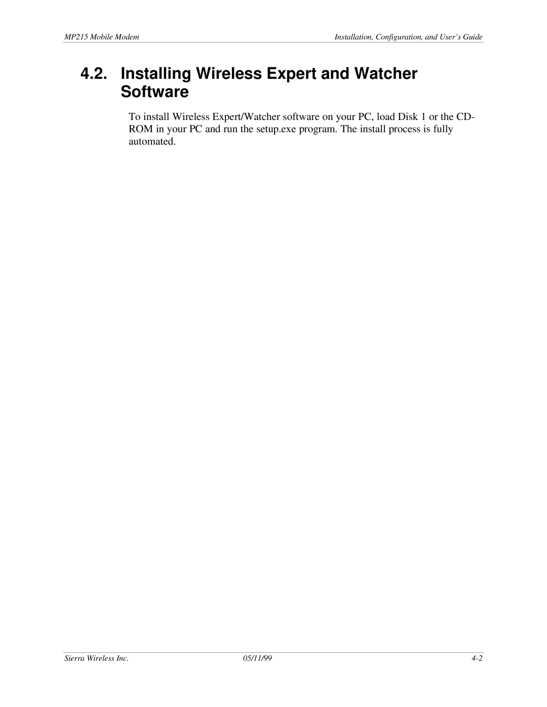 Sierra Wireless MP215 manual Installing Wireless Expert and Watcher Software 