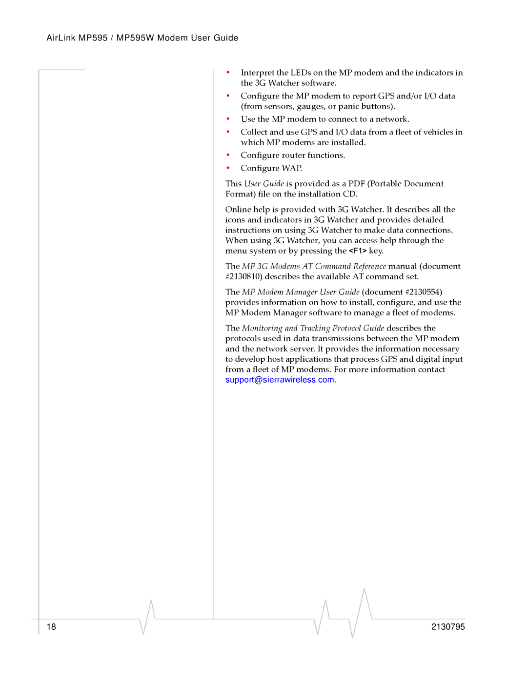 Sierra Wireless manual AirLink MP595 / MP595W Modem User Guide 