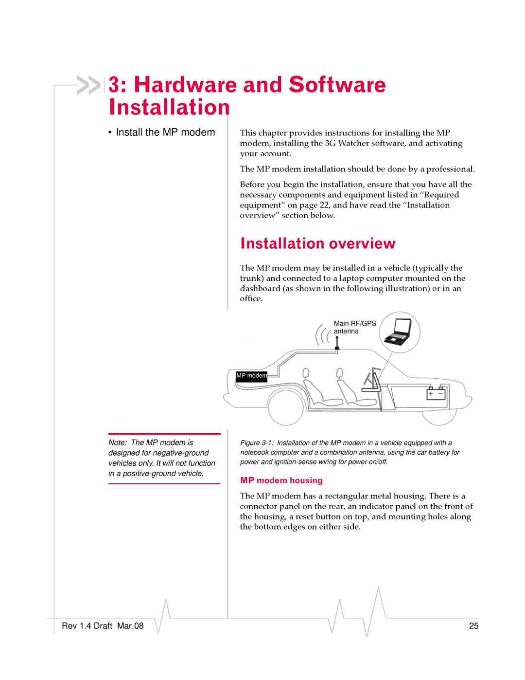 Sierra Wireless MP595W manual Hardware and Software Installation, Installation overview, MP modem housing 