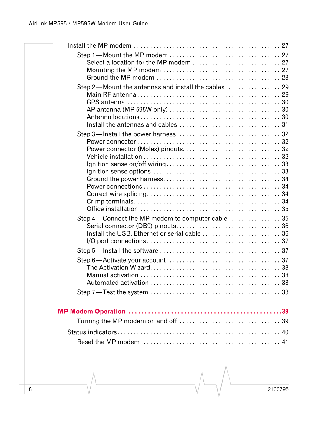 Sierra Wireless MP595W manual MP Modem Operation 