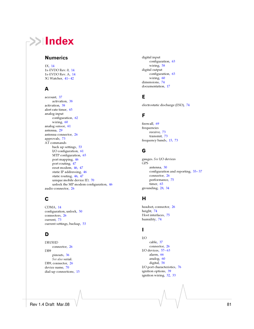 Sierra Wireless MP595W manual Index, Numerics 