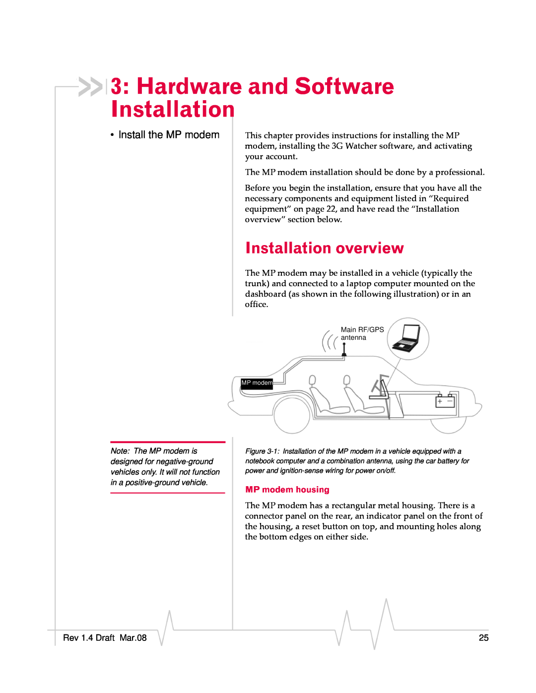 Sierra Wireless MP595W manual Hardware and Software Installation, Installation overview, MP modem housing 