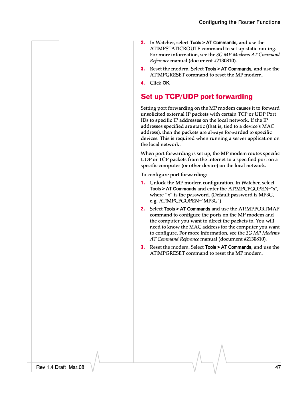Sierra Wireless MP595W manual Set up TCP/UDP port forwarding 