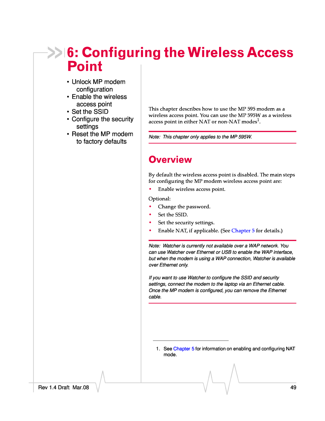 Sierra Wireless MP595W manual Configuring the Wireless Access Point, Overview 