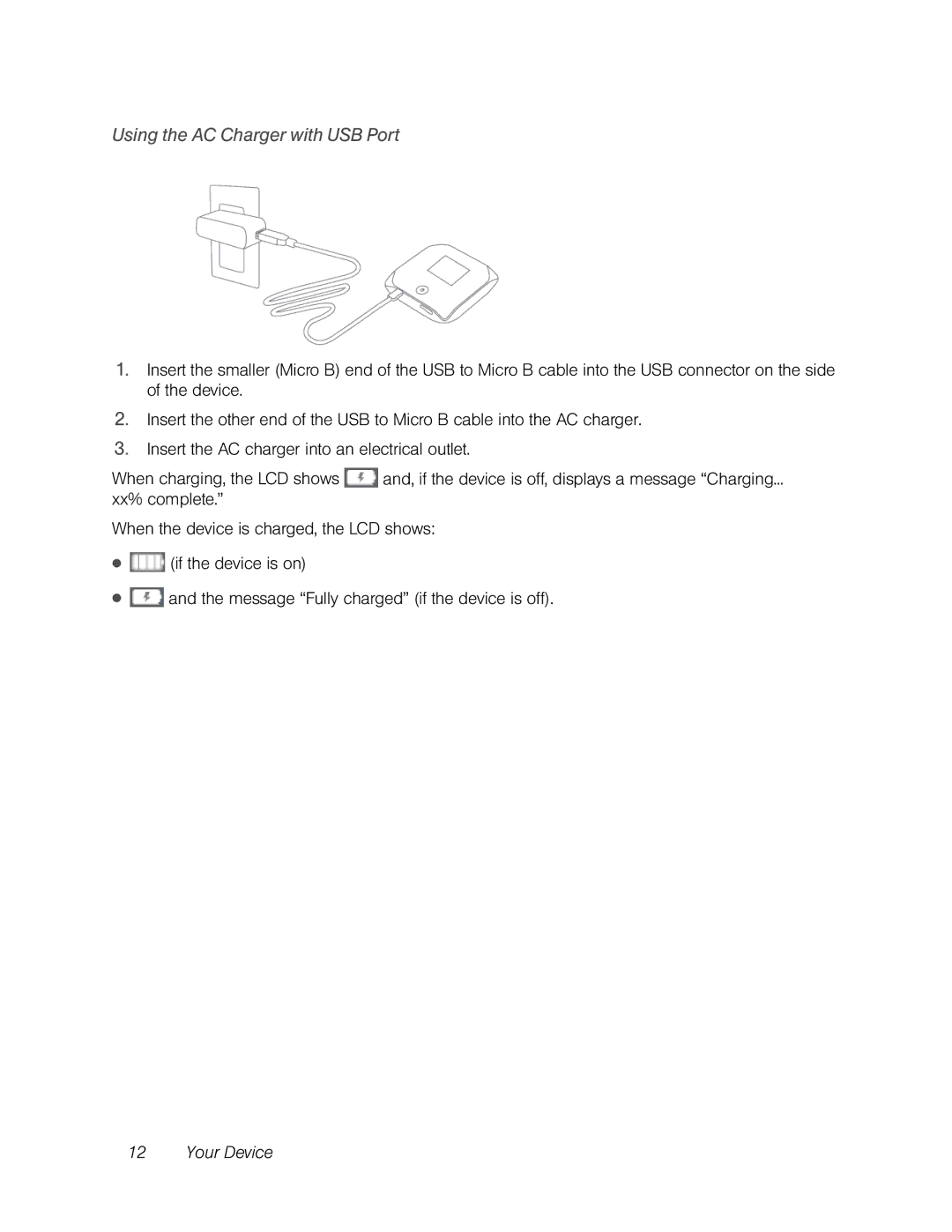 Sierra Wireless Overdrive manual Using the AC Charger with USB Port 