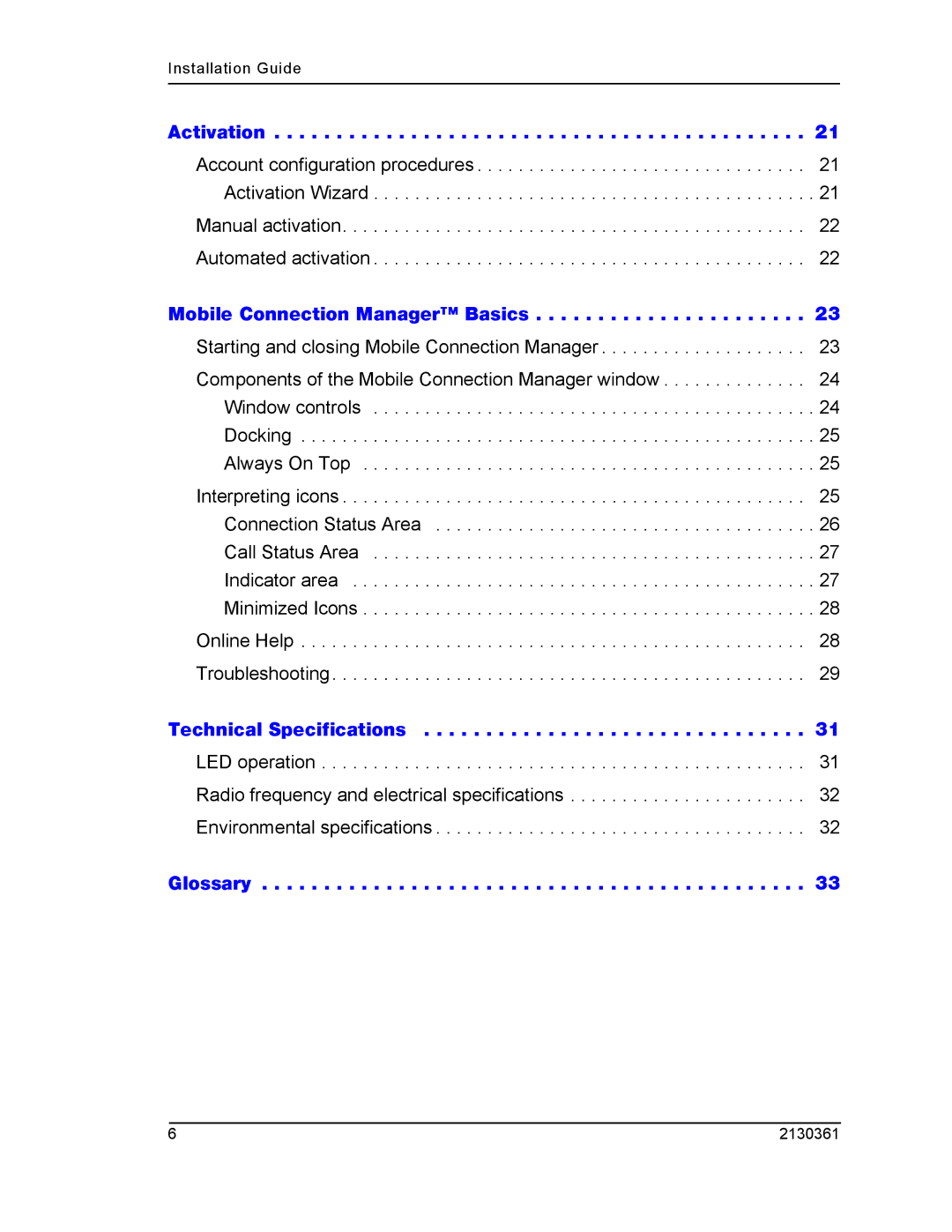 Sierra Wireless PC3320 manual Activation 