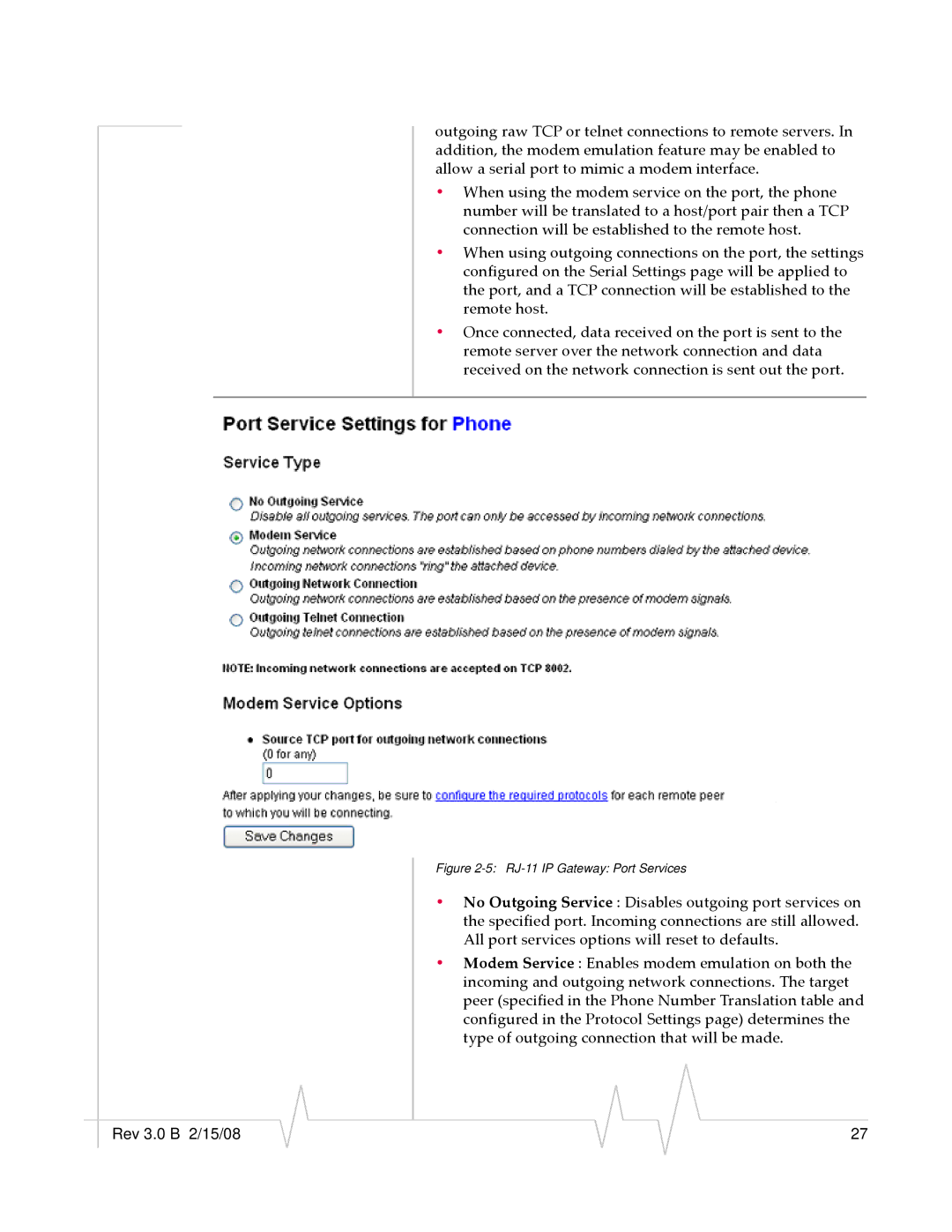 Sierra Wireless manual RJ-11 IP Gateway Port Services 