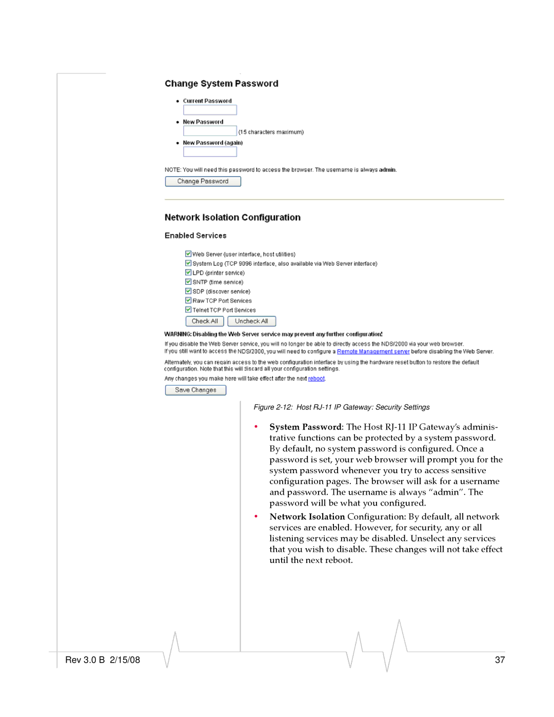 Sierra Wireless manual Host RJ-11 IP Gateway Security Settings 