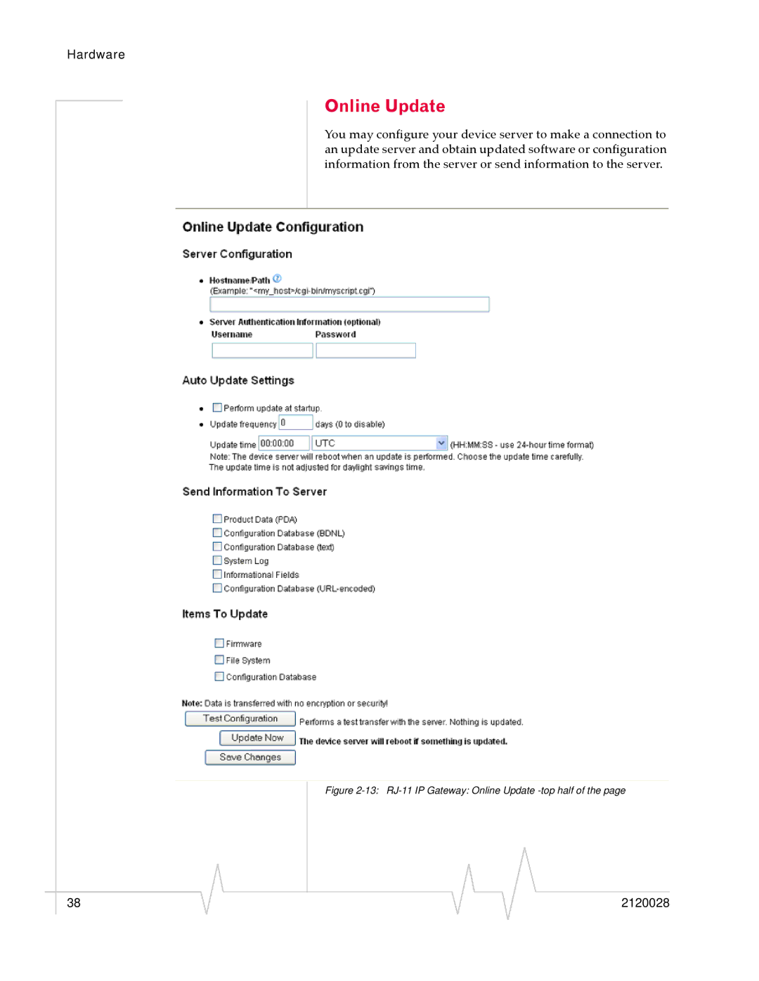 Sierra Wireless manual 13 RJ-11 IP Gateway Online Update -top half 