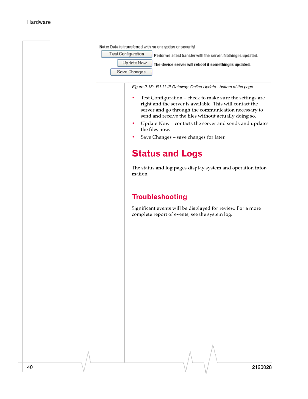 Sierra Wireless RJ-11 manual Status and Logs, Troubleshooting 