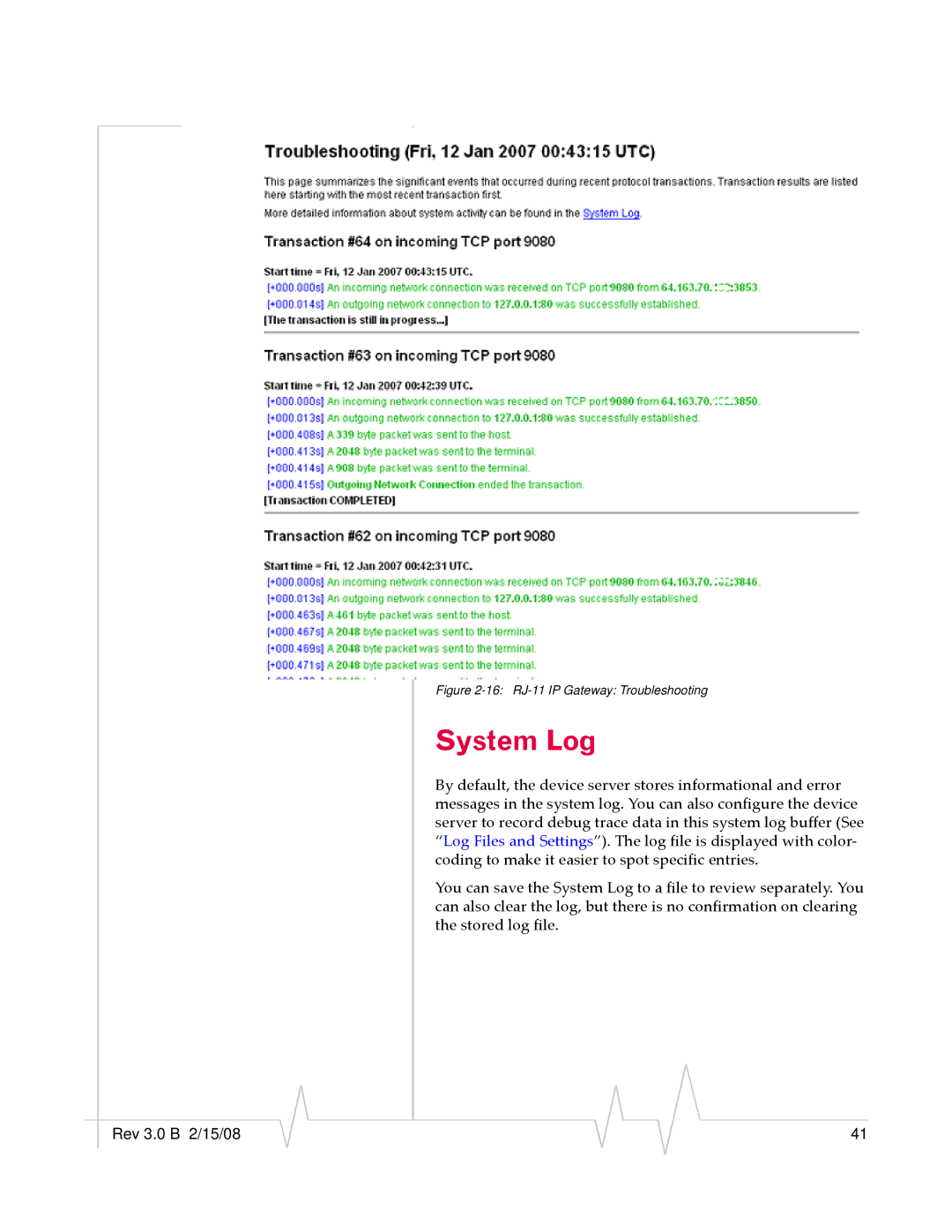 Sierra Wireless manual System Log, 16 RJ-11 IP Gateway Troubleshooting 