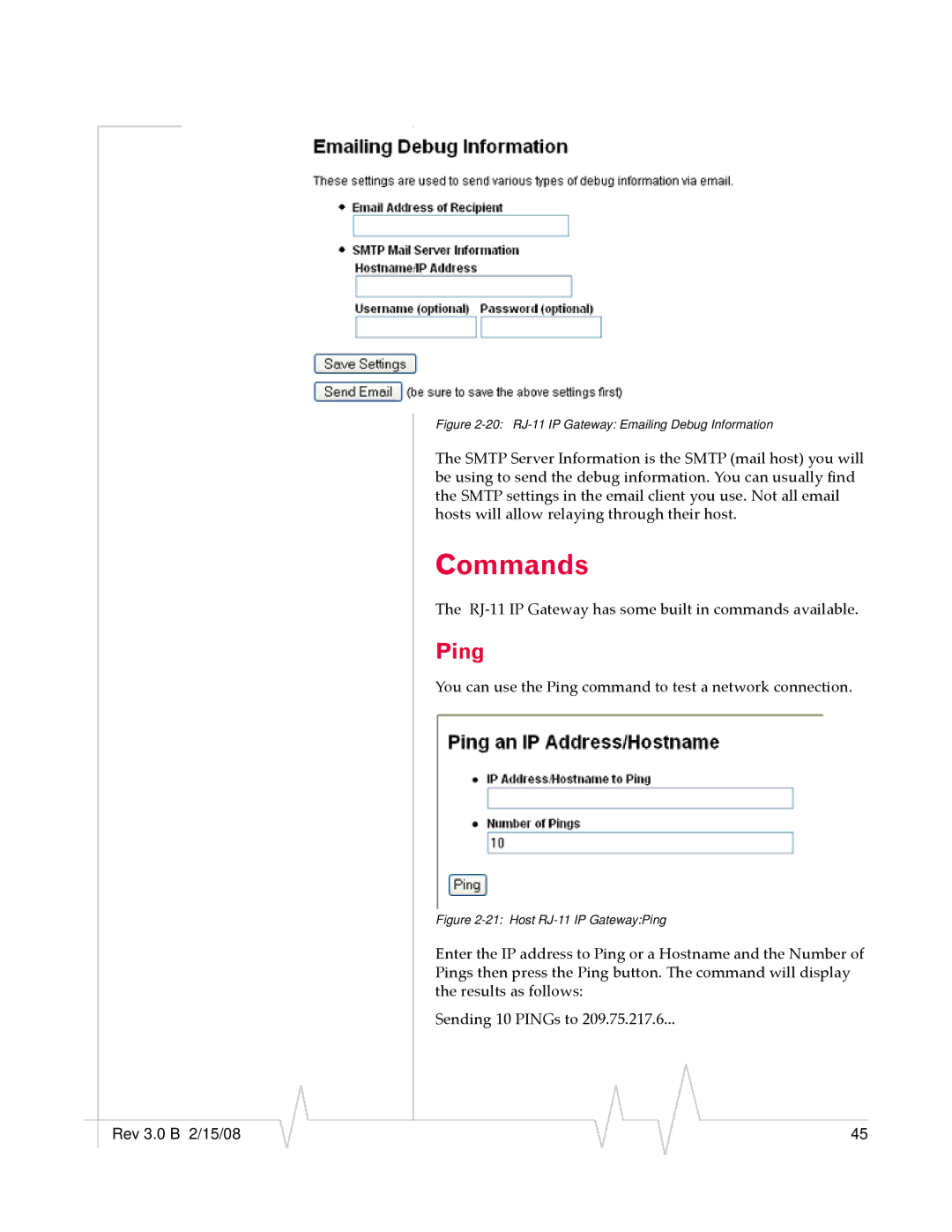 Sierra Wireless RJ-11 manual Commands, Ping 