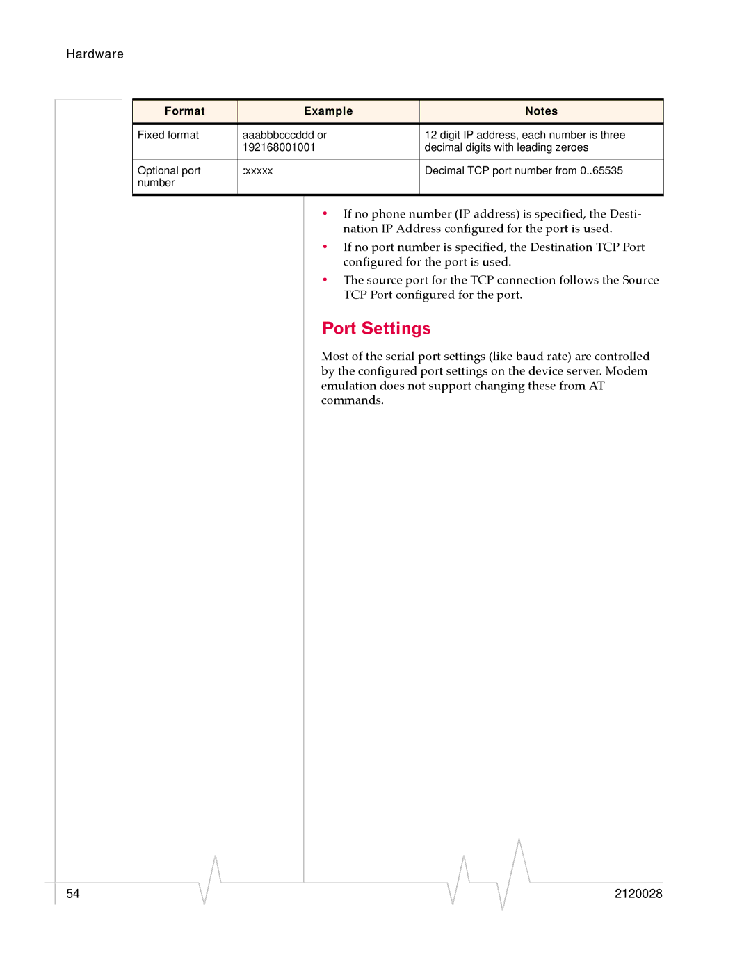 Sierra Wireless RJ-11 manual Port Settings 