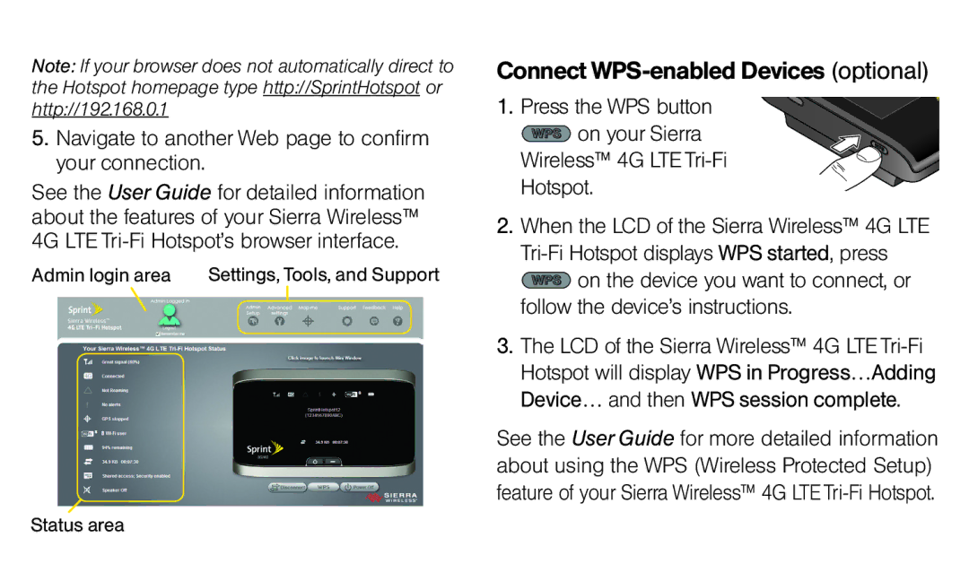 Sierra Wireless SIERRA WIRELESS manual Connect WPS-enabled Devices optional 