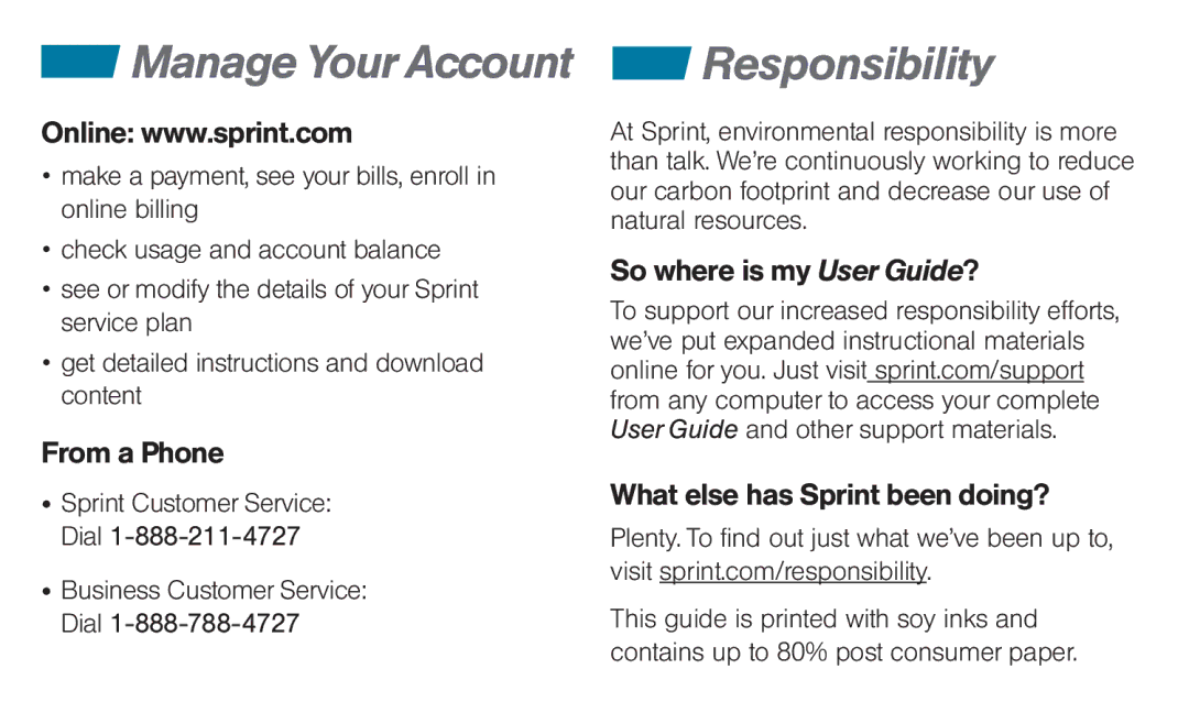 Sierra Wireless SIERRA WIRELESS manual Manage Your Account, Responsibility, From a Phone 