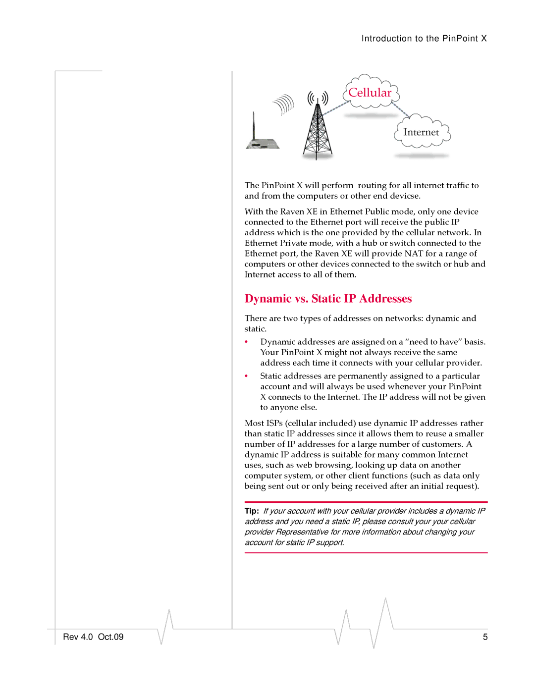 Sierra Wireless X HSUPA manual Cellular, Dynamic vs. Static IP Addresses 