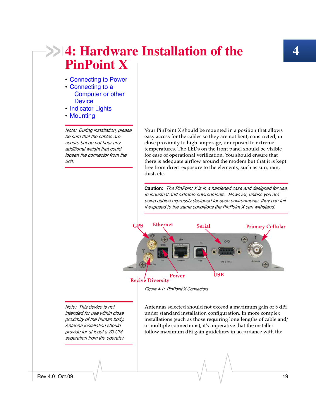 Sierra Wireless X HSUPA manual Hardware Installation PinPoint, Dust, etc 