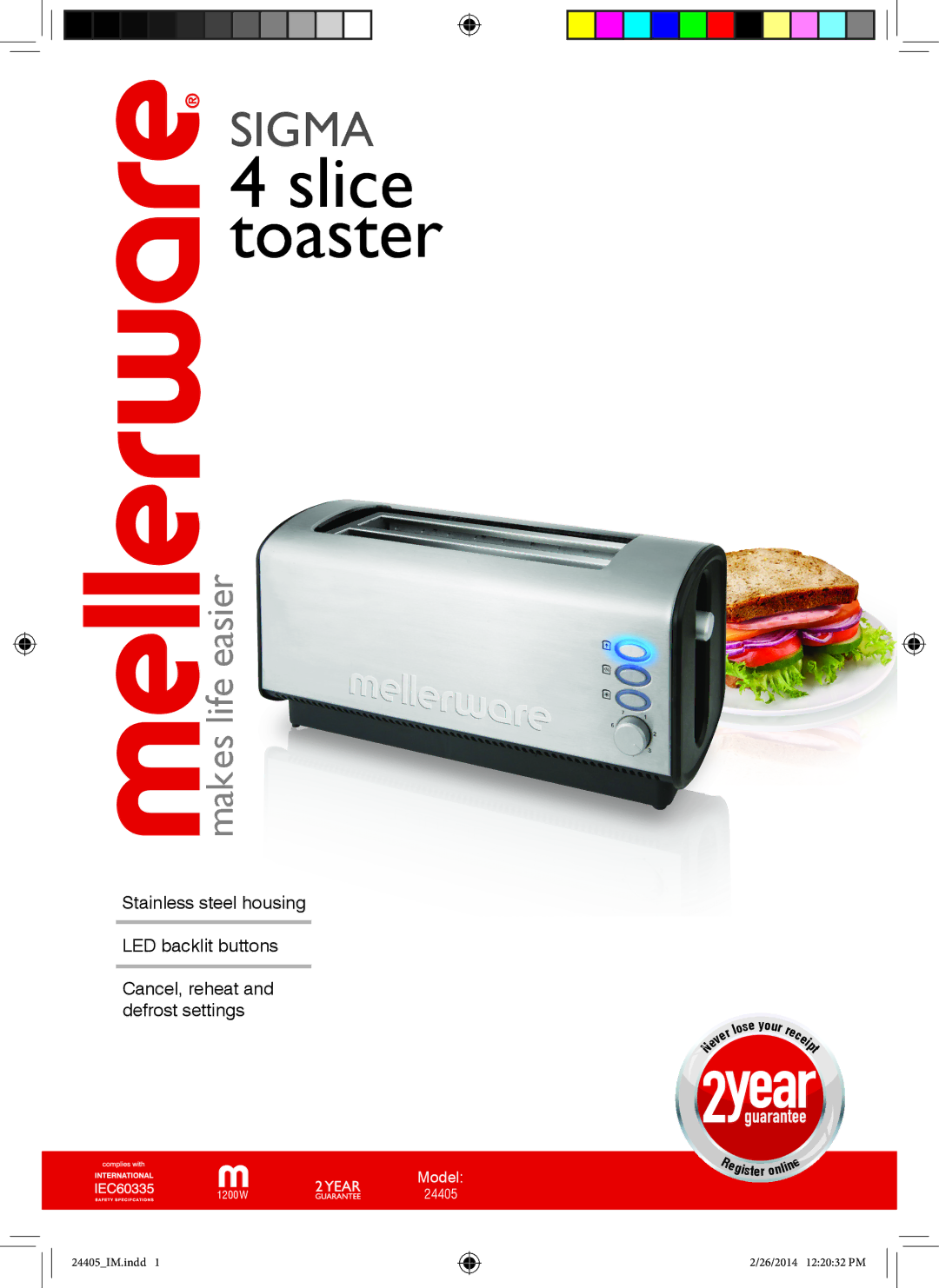 Sigma 24405 manual Slice toaster 