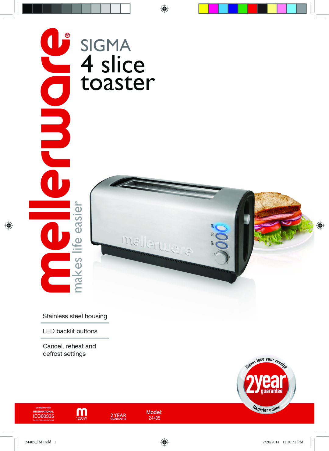 Sigma 24405 manual slice toaster, Sigma, makes life easier, Model, e yo 