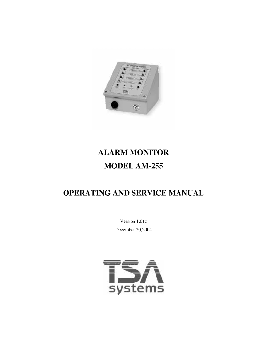 Sigma service manual Alarm Monitor Model AM-255 