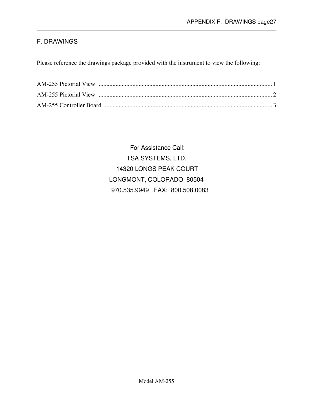 Sigma AM-255 service manual Drawings, Longs Peak Court 