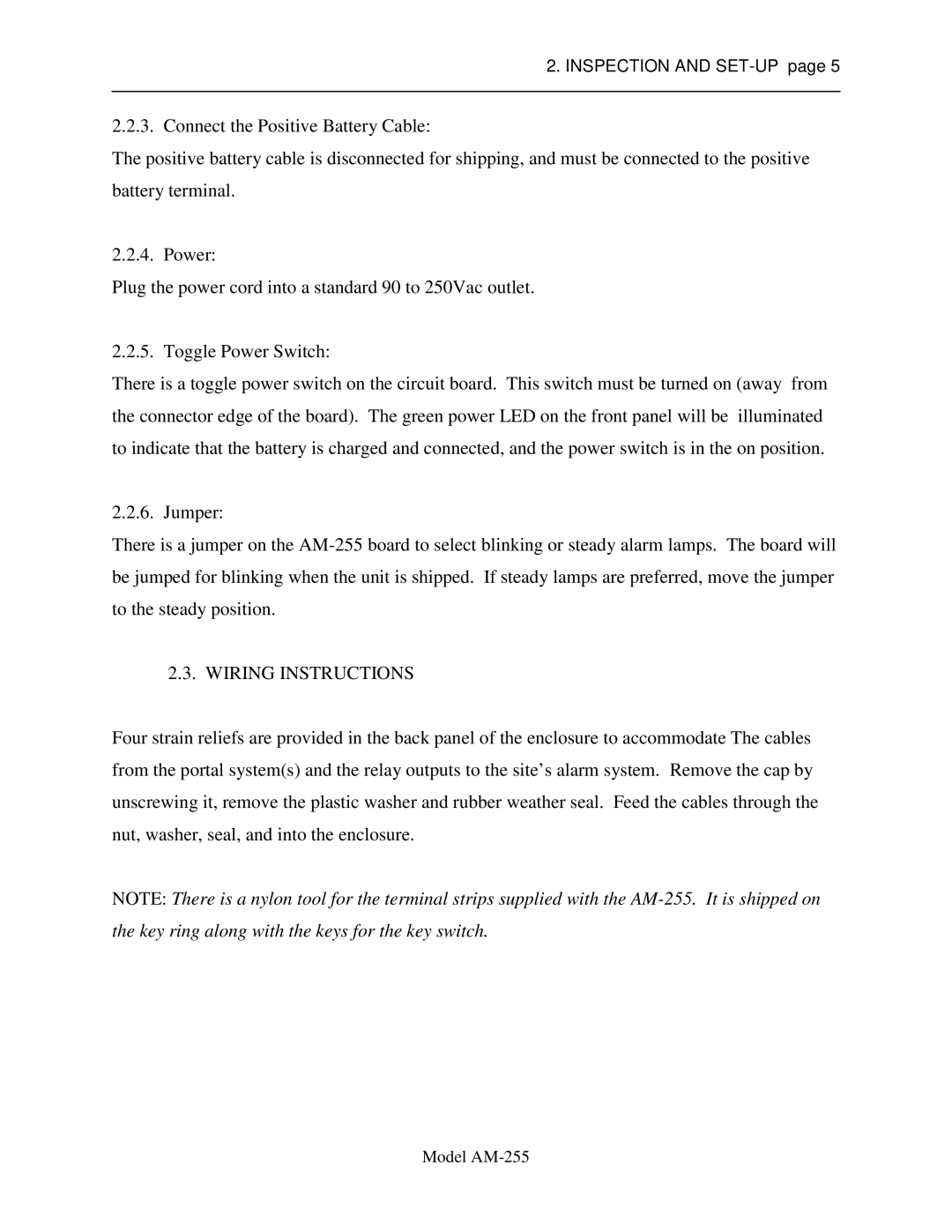 Sigma AM-255 service manual Wiring Instructions 