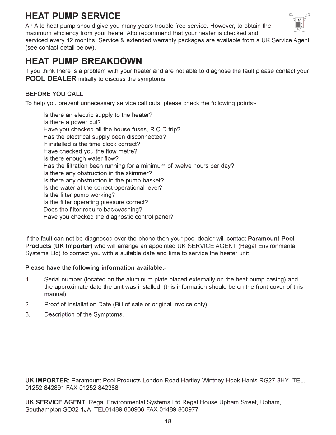 Sigma AS-H60Y, AS-H50Y, AS-H40Y installation manual Heat Pump Service, Heat Pump Breakdown, Before YOU Call 