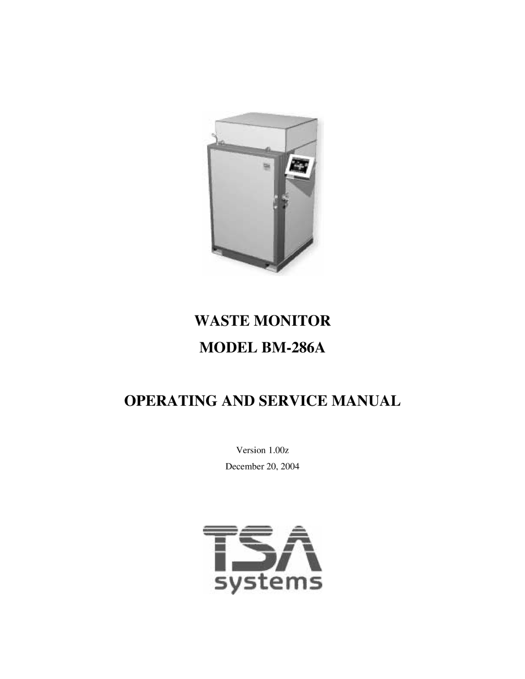 Sigma service manual Waste Monitor Model BM-286A 