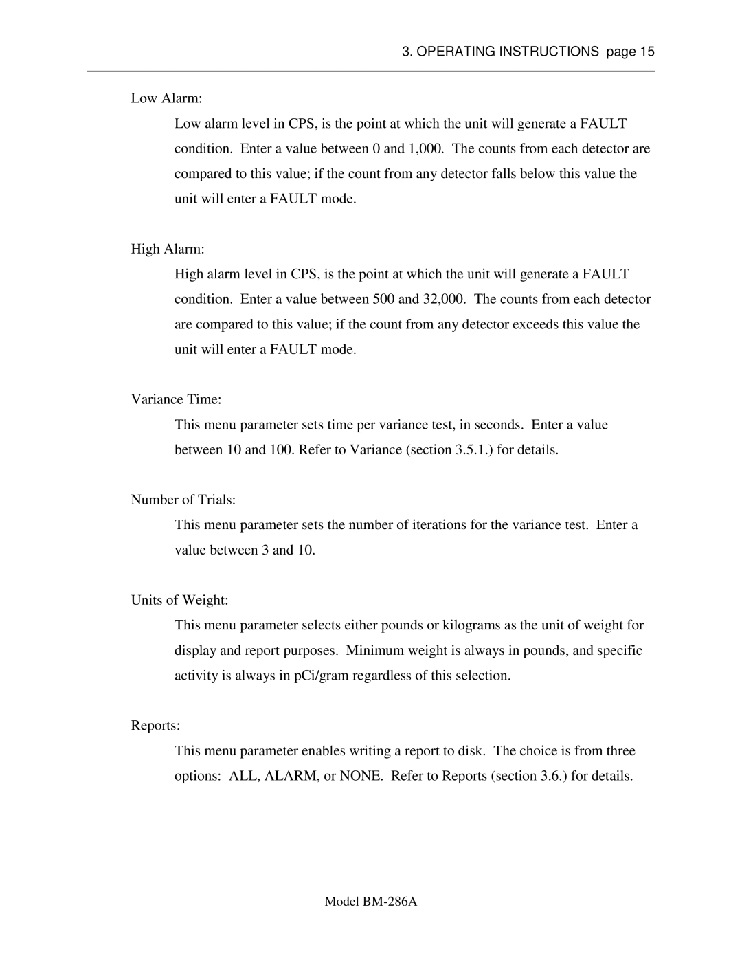 Sigma BM-286A service manual Operating Instructions 