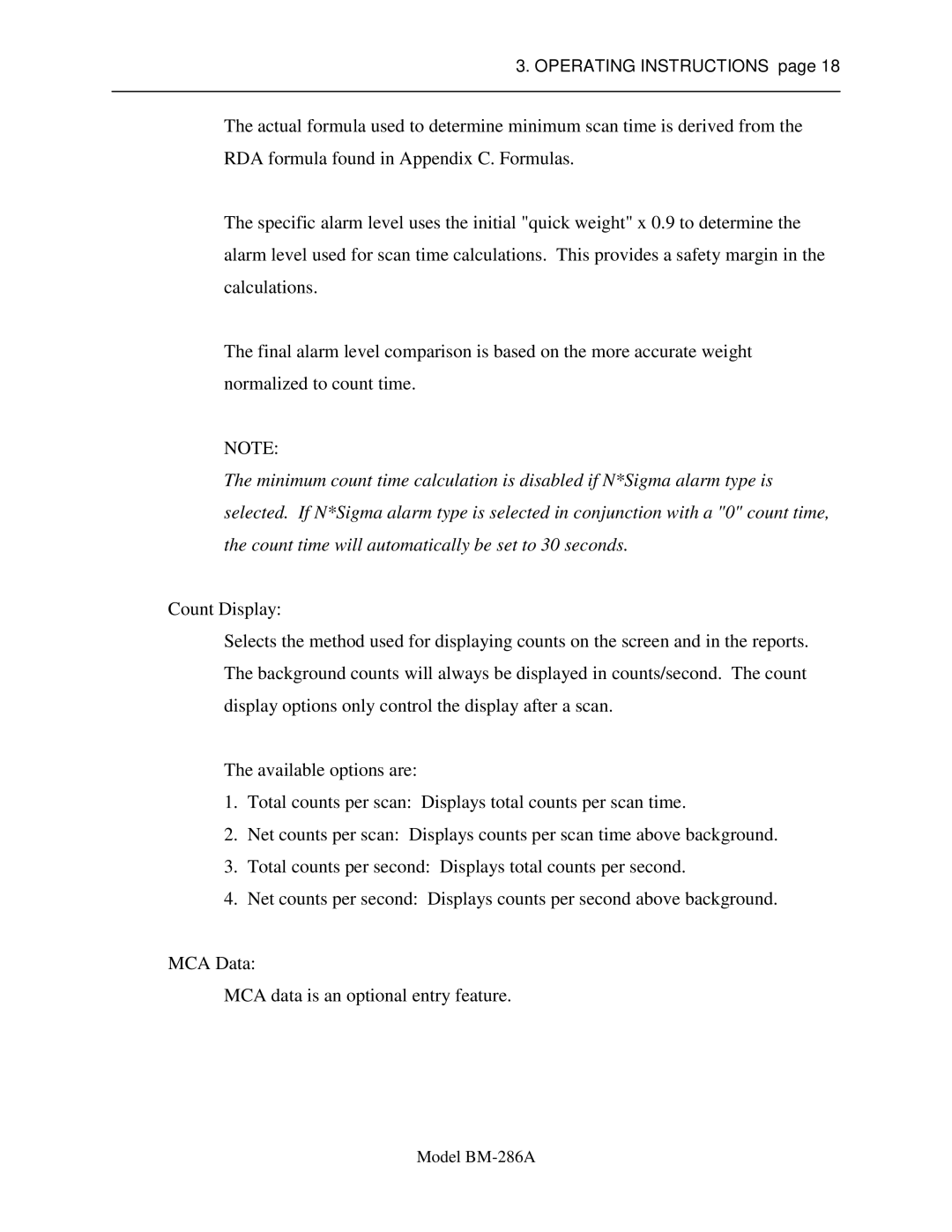 Sigma BM-286A service manual Operating Instructions 