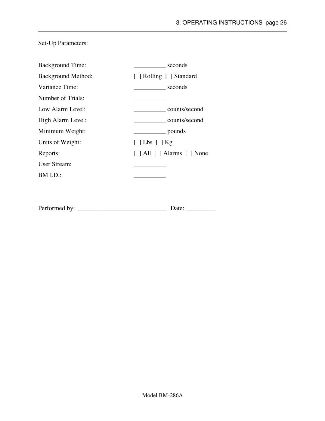 Sigma BM-286A service manual Operating Instructions 