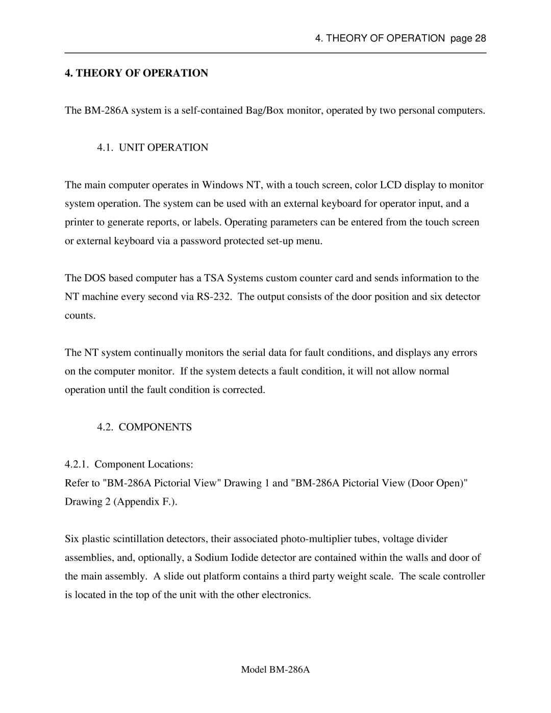 Sigma BM-286A service manual Theory of Operation, Unit Operation 