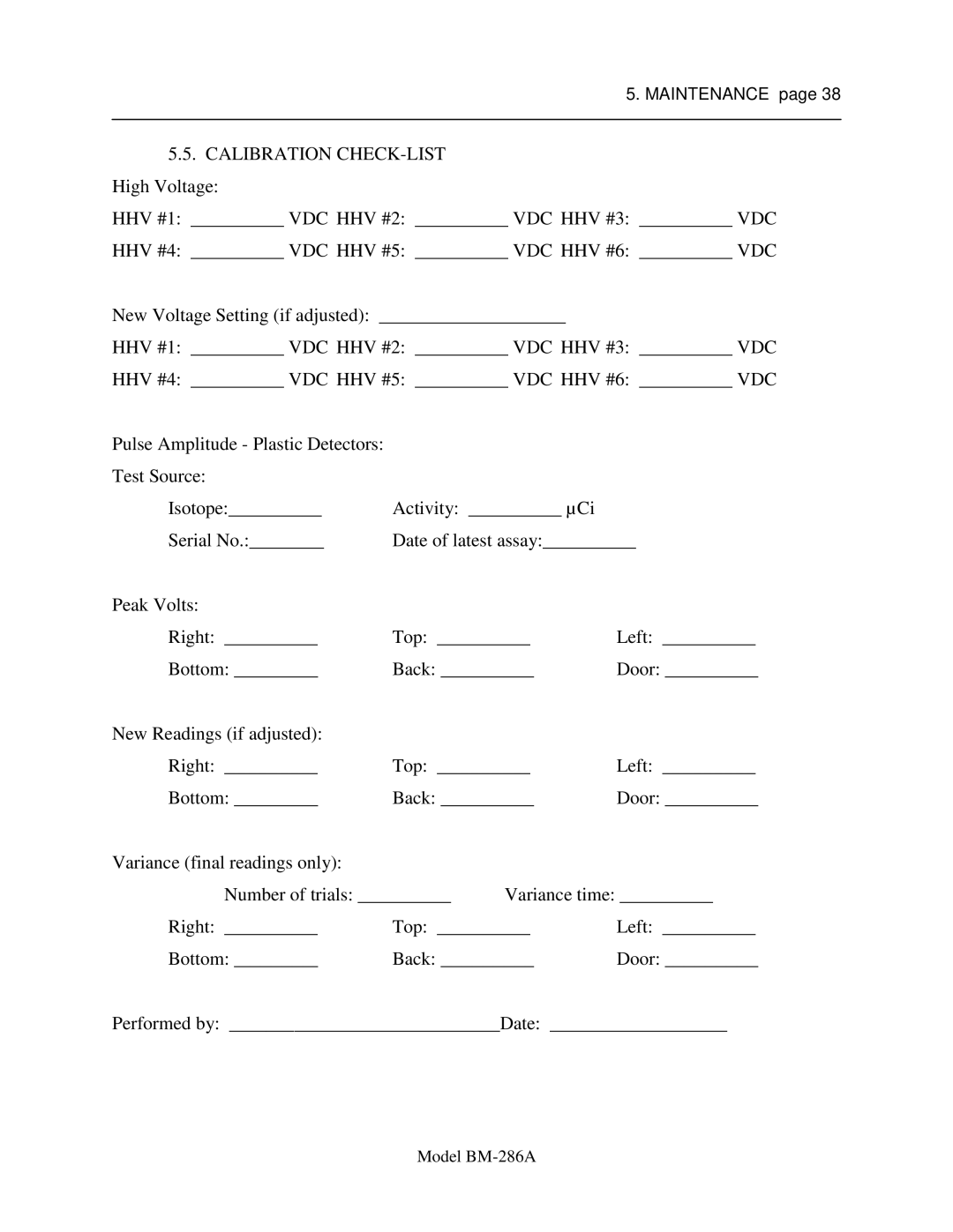 Sigma BM-286A service manual Maintenance 