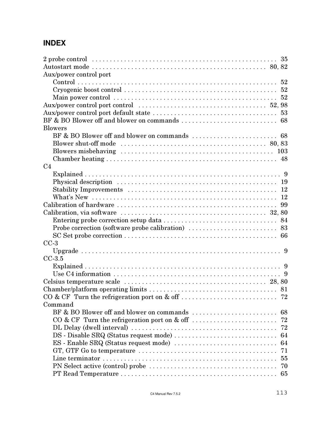 Sigma C4 manual Index, 113 