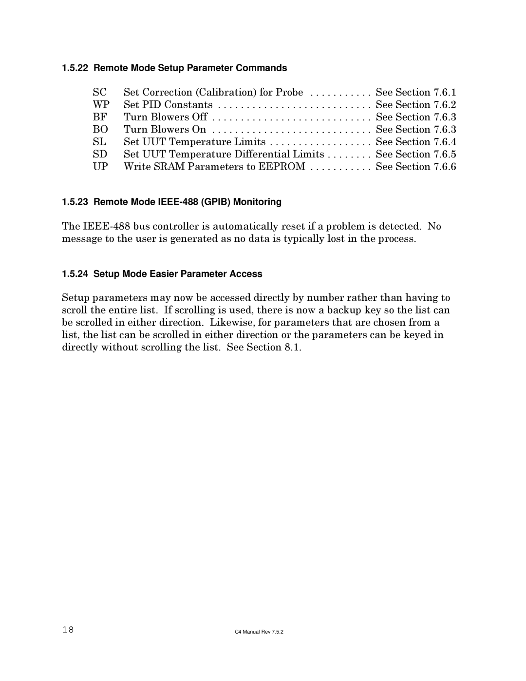 Sigma C4 manual Remote Mode Setup Parameter Commands 