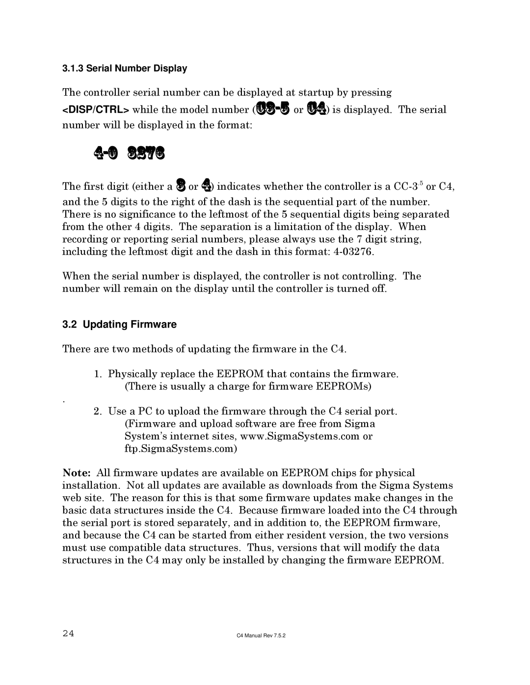 Sigma C4 manual Updating Firmware 