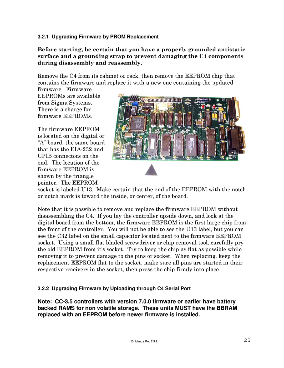 Sigma C4 manual Upgrading Firmware by Prom Replacement 