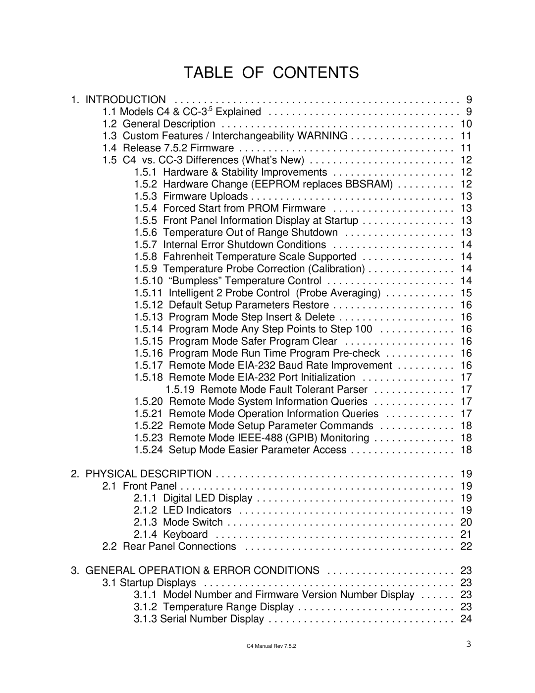 Sigma C4 manual Table of Contents 