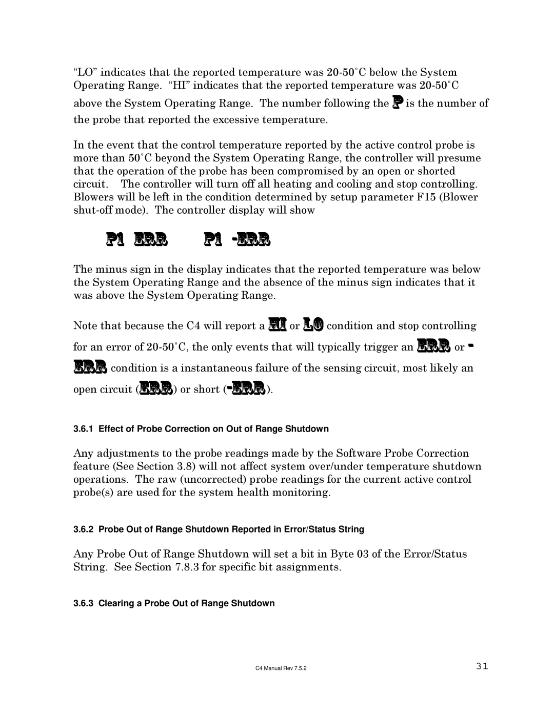 Sigma C4 manual P1 err P1 -err 